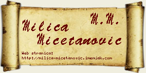 Milica Mičetanović vizit kartica